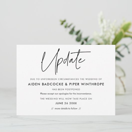 Moderne minimalistische trouw-updatekaart kaart (Staand voorkant)