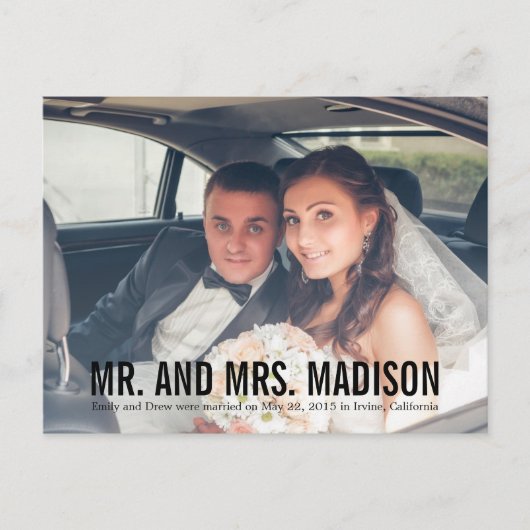 Moderne Minimalistische Trouwaankondiging - Zwart Aankondigingskaart (Voorkant)