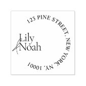 Moderne minimalistische trouwadres ronde zelfinktende stempel (Design)