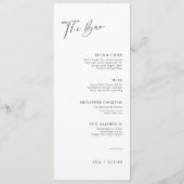 Moderne minimalistische trouwbar Drink menulijst (Voorkant)