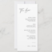 Moderne minimalistische trouwbar Drink menulijst (Voorkant)