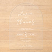 Moderne Minimalistische Trouwdag Acryl Uitnodigingen (Voorkant)