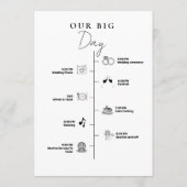 Moderne minimalistische trouwdag Evenementen Tijdl Programmakaart (Achterkant)