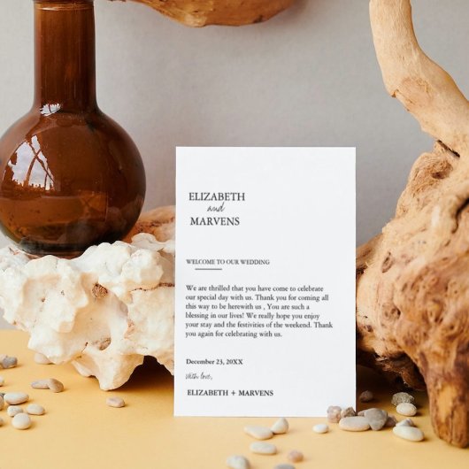 Moderne minimalistische trouwdag Evenementen Tijdl Programmakaart