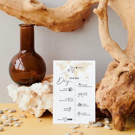 Moderne minimalistische trouwdag Evenementen Tijdl Programmakaart