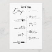 Moderne minimalistische trouwdag Evenementen Tijdl Programmakaart (Achterkant)