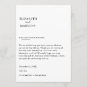 Moderne minimalistische trouwdag Evenementen Tijdl Programmakaart (Voorkant)