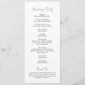 Moderne Minimalistische Trouwdag in Zwart-Wit Programmakaart (Achterkant)