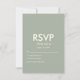 Moderne Minimalistische Trouwdag | Sage Groen Tijd RSVP Kaartje