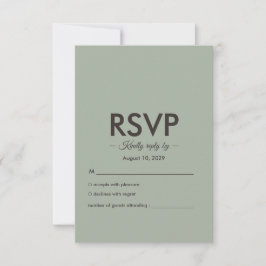 Moderne Minimalistische Trouwdag | Saliegroen Tijd RSVP Kaartje