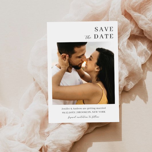 Moderne Minimalistische Trouwdag Save The Date