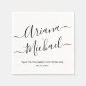 Moderne Minimalistische Trouwdag Zwart Wit Persoon Servet (Voorkant)