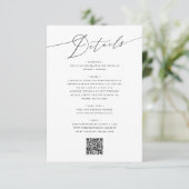 Moderne Minimalistische Trouwdetails Bijlagekaart Kaart (Staand voorkant)