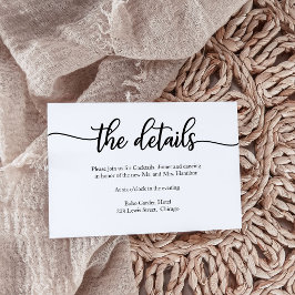 Moderne Minimalistische Trouwdetails Insteekkaart RSVP Kaartje