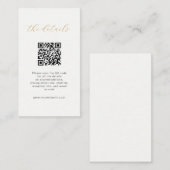 Moderne minimalistische trouwdetails met QR-code Plaatskaartje (Voorkant / Achterkant)