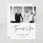 Moderne, minimalistische trouwfoto bedankkaart (Voorkant / Achterkant)
