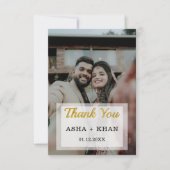 Moderne minimalistische trouwfoto bedankkaart (Voorkant)