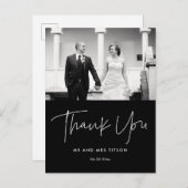 Moderne, minimalistische trouwfoto bedankt briefkaart (Voorkant / Achterkant)