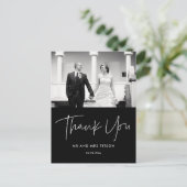 Moderne, minimalistische trouwfoto bedankt briefkaart (Staand voorkant)