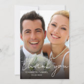 Moderne minimalistische trouwfoto dank u bedankkaart (Voorkant)