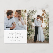 Moderne minimalistische trouwfoto dank u briefkaart (Voorkant)