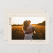 Moderne minimalistische trouwfoto dank u briefkaart (Voorkant / Achterkant)