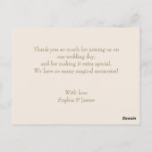 Moderne minimalistische trouwfoto dank u briefkaart (Achterkant)