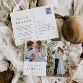 Moderne minimalistische trouwfoto dank u briefkaart