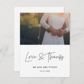 Moderne minimalistische trouwfoto Dank u kaart (Voorkant / Achterkant)