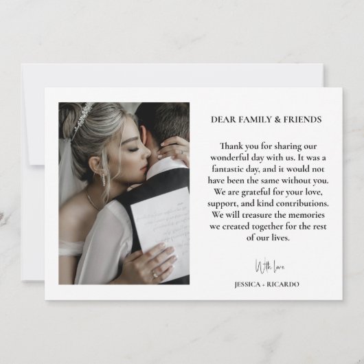 Moderne minimalistische trouwfoto dank u kaart (Achterkant)