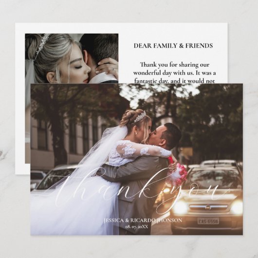 Moderne minimalistische trouwfoto dank u kaart (Voorkant / Achterkant)