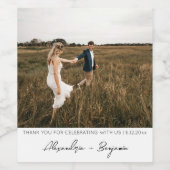 Moderne minimalistische trouwfoto dank u wijn etiket (Enkel label)