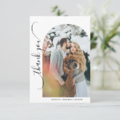 Moderne Minimalistische Trouwfoto Dankkaart Bedankkaart (Staand voorkant)