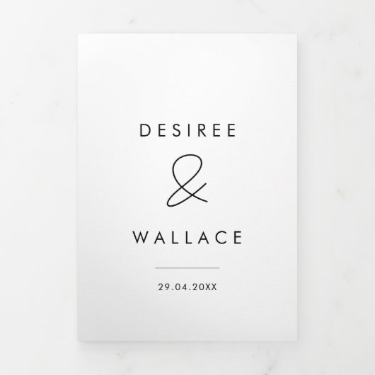 Moderne, minimalistische trouwfoto drieluik uitnodiging (Cover)