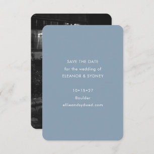 Moderne minimalistische trouwfoto Dusty Blue Save The Date