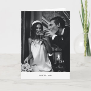 Moderne Minimalistische Trouwfoto Eenvoudig Wit Le Bedankkaart