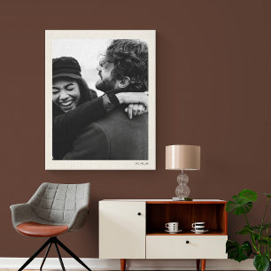 Moderne Minimalistische Trouwfoto en Datum Elegant Canvas Afdruk