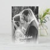 Moderne Minimalistische Trouwfoto Save The Date (Staand voorkant)