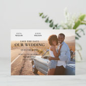 Moderne minimalistische trouwfoto  save the date (Staand voorkant)