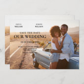 Moderne minimalistische trouwfoto  save the date (Voorkant / Achterkant)