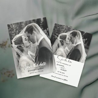 Moderne Minimalistische Trouwfoto Save The Date
