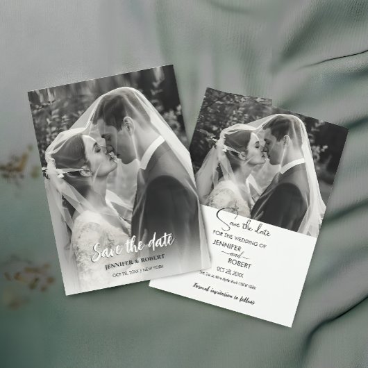 Moderne Minimalistische Trouwfoto Save The Date