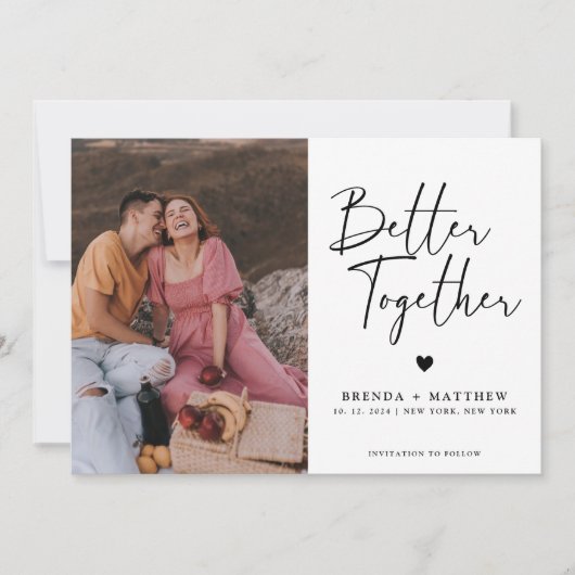 Moderne Minimalistische Trouwfoto Save The Date (Voorkant)
