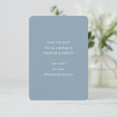 Moderne Minimalistische Trouwfoto Stofblauw Save The Date (Staand voorkant)