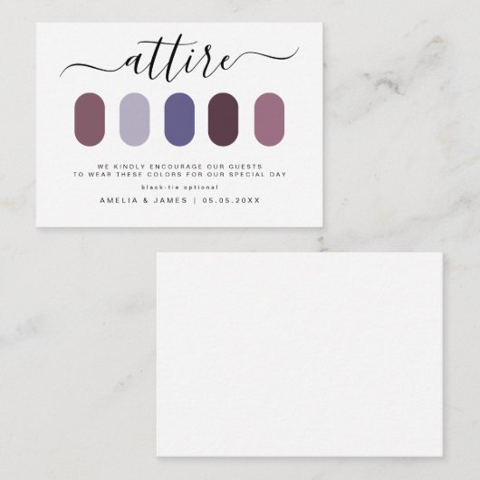 Moderne minimalistische trouwjurk code Gastenkledi Informatiekaartje (Voorkant / Achterkant)