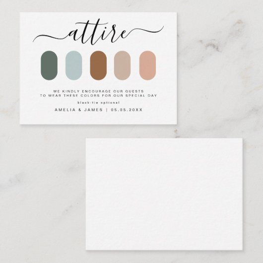 Moderne minimalistische trouwjurk code Gastenkledi Informatiekaartje (Voorkant / Achterkant)