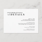 Moderne minimalistische trouwkaart informatiekaartje (Voorkant)