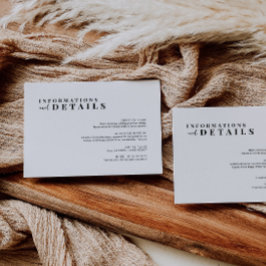 Moderne minimalistische trouwkaart informatiekaartje