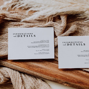 Moderne minimalistische trouwkaart informatiekaartje