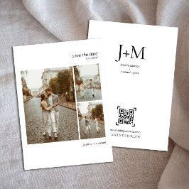 Moderne Minimalistische Trouwkaart Met Meerdere Fo Save The Date